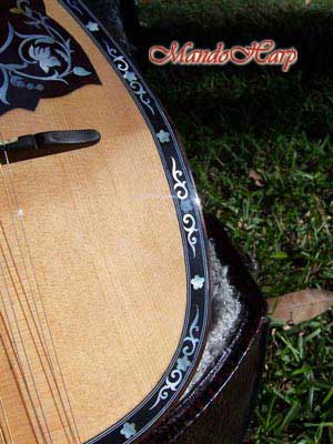 MandoHarp - Lovers' Swing - Hand-made Classical Bowl-back Inlaid Mandolin with Beautiful Oil Painting