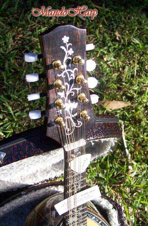 MandoHarp - Lovers' Swing - Hand-made Classical Bowl-back Inlaid Mandolin with Beautiful Oil Painting