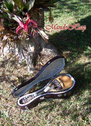 MandoHarp - Lovers' Swing - Hand-made Classical Bowl-back Inlaid Mandolin with Beautiful Oil Painting