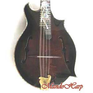 MandoHarp - 'Floral Swallows' Hand-made F4-Style Mandolin with Abalone and Mother of Pearl Inlay