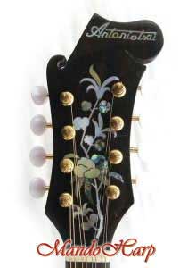 MandoHarp - 'Floral Swallows' Hand-made F4-Style Mandolin with Abalone and Mother of Pearl Inlay