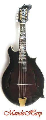 MandoHarp - 'Floral Swallows' Hand-made F4-Style Mandolin with Abalone and Mother of Pearl Inlay