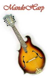 MandoHarp - 'Floral Sunburst' Left-Handed  F-4 Style Mandolin with Abalone and Mother of Pearl Inlay