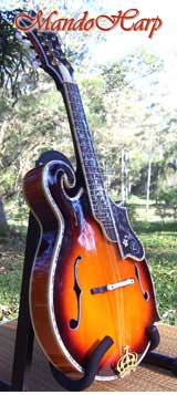 MandoHarp - 'Abalone Vines' Hand-Made F5 Mandolin with Abalone and Mother of Pearl Inlay