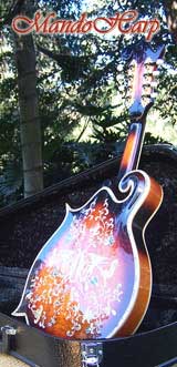 MandoHarp - 'Angel Vines' Hand-Made F5 Mandolin with Abalone and Mother of Pearl Inlay