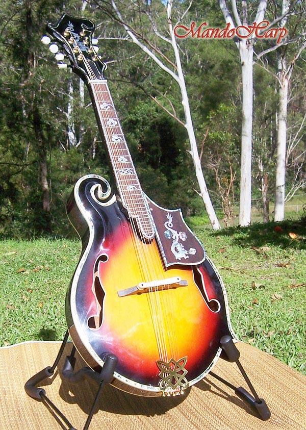 MandoHarp - Hand Made 'Abalone Dragon' F-5 Mandolin with Abalone and Mother of Pearl Inlay