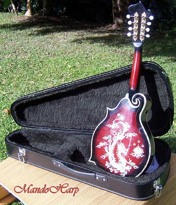 MandoHarp - Hand Made 'Abalone Dragon' F-5 Mandolin with Abalone and Mother of Pearl Inlay