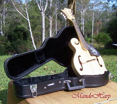 MandoHarp - 'Old Hickory' Blonde F5-Style Mandolin with Inlaid Pickguard and Tailpiece