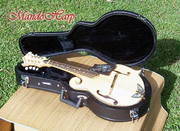 MandoHarp - 'Old Hickory' Blonde F5-Style Mandolin with Inlaid Pickguard and Tailpiece