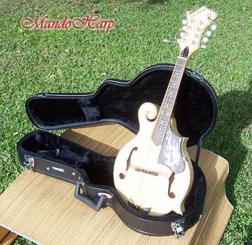 MandoHarp - 'Old Hickory' Blonde F5-Style Mandolin with Inlaid Pickguard and Tailpiece