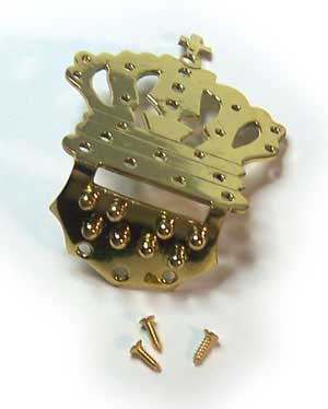 MandoHarp - Brass Crown Mandolin Tailpiece