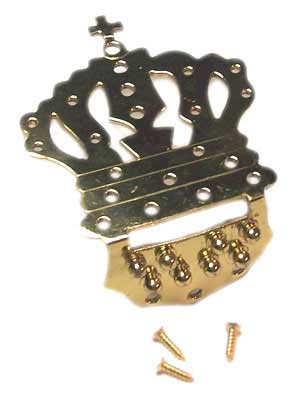 MandoHarp - Brass Crown Mandolin Tailpiece