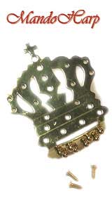 MandoHarp - Brass Crown Mandolin Tailpiece