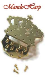 MandoHarp - Brass Crown Mandolin Tailpiece