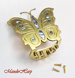 Brass Butterfly Tailpiece with Abalone Inlay