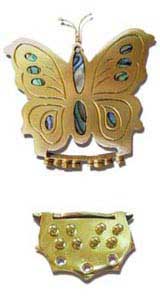 Brass Butterfly Tailpiece with Abalone Inlay