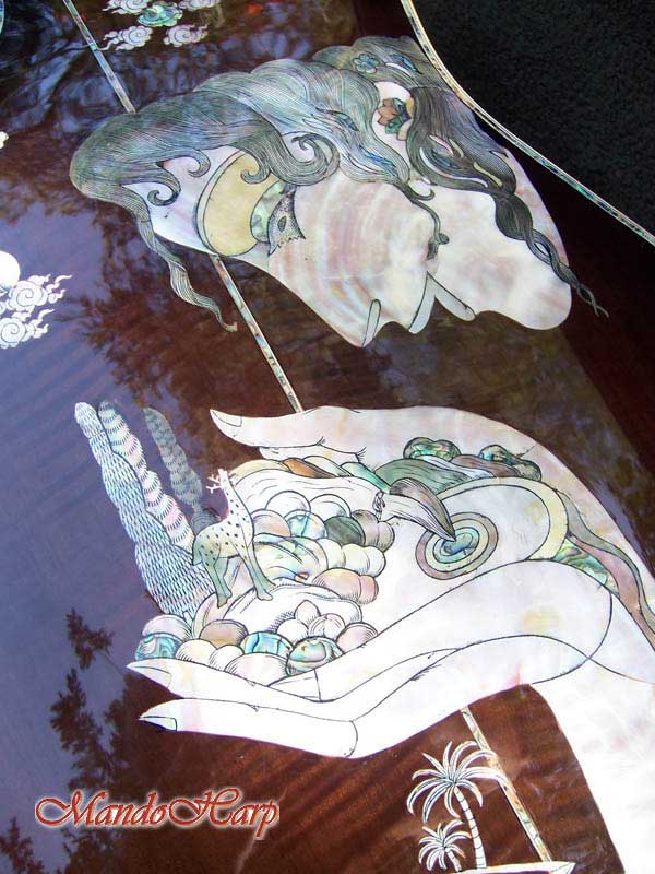 MandoHarp - 'Hands of Gaia' Inlaid Cutaway-Style Acoustic Guitar