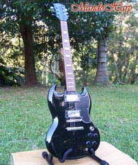 MandoHarp - 'Westfield Black' Inlaid SG-Style with Dual Humbuckers