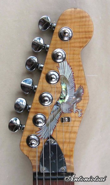MandoHarp - 'Sycamore Eagle' Inlaid 6-Str Electric Guitar