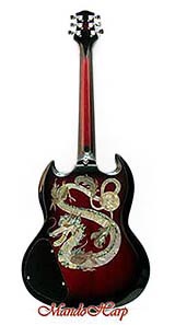 MandoHarp - 'Red Dragons' Inlaid SG-Style Electric Guitar