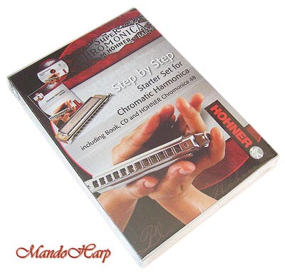 MandoHarp - Hohner 'Step by Step' Chromatic Instruction Set - Includes Course Book, CD and Hohner Super Chromonica