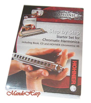 MandoHarp - Hohner 'Step by Step' Chromatic Instruction Set - Includes Course Book, CD and Hohner Super Chromonica