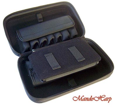 MandoHarp - Seydel Harmonica Case - 920000b Hardshell Case for 20 Harmonicas and More - With Belt