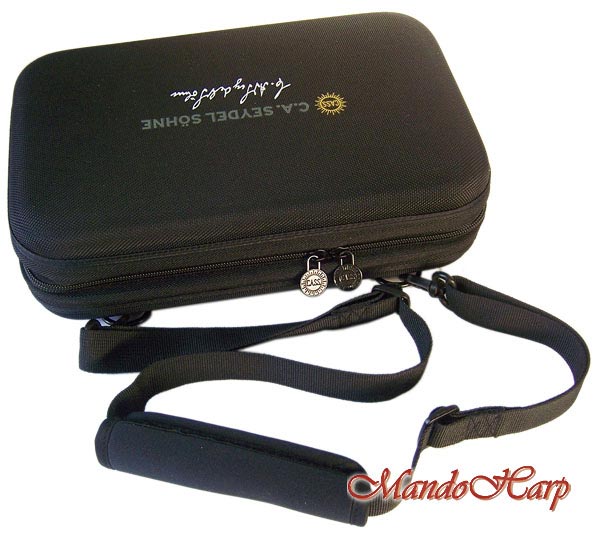 MandoHarp - Seydel Harmonica Case - 920000b Hardshell Case for 20 Harmonicas and More - With Belt