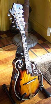 MandoHarp - 'Rosie' Inlaid Hand-Carved F5-Style Mandolin