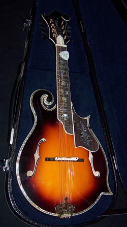MandoHarp - 'Twisting Vines' Hand-Made F4-Style Mandolin with Abalone and Mother of Pearl Inlay