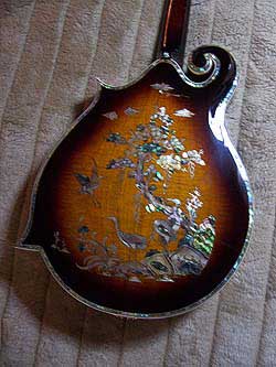 MandoHarp - 'Twisting Vines' Hand-Made F4-Style Mandolin with Abalone and Mother of Pearl Inlay