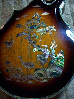 MandoHarp - 'Twisting Vines' Hand-Made F4-Style Mandolin with Abalone and Mother of Pearl Inlay