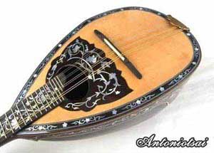 MandoHarp - Lovers' Swing - Hand-made Classical Bowl-back Inlaid Mandolin with Beautiful Oil Painting