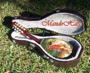 MandoHarp - Lovers' Swing - Hand-made Classical Bowl-back Inlaid Mandolin with Beautiful Oil Painting