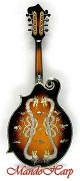 MandoHarp - 'Double Dragons' Hand-Made F5-Style Mandolin with Abalone and Mother of Pearl Inlay