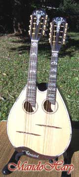 MandoHarp - Hand-Made Double-Neck Mandolinola with Abalone and Mother of Pearl Inlay