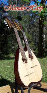 MandoHarp - Hand-Made Double-Neck Mandolinola with Abalone and Mother of Pearl Inlay