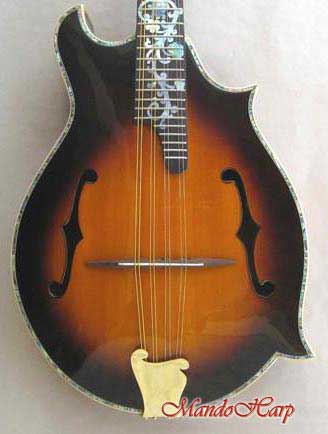 MandoHarp - 'Chalice' Hand-made F4-Style Mandolin with Abalone and Mother of Pearl Inlay