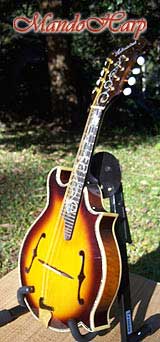 MandoHarp - 'Floral Vines' Hand-Made F4-Style Mandolin with Abalone and Mother of Pearl Inlay