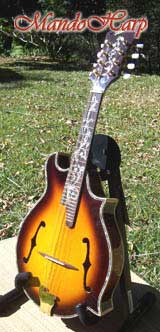 MandoHarp - 'Twisting Vines' Hand-Made F4-Style Mandolin with Abalone and Mother of Pearl Inlay