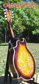 MandoHarp - 'Twisting Vines' Hand-Made F4-Style Mandolin with Abalone and Mother of Pearl Inlay