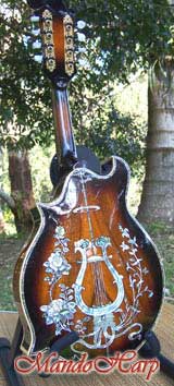 MandoHarp - 'Lyre' Hand-Made F4-Style Mandolin with Abalone and Mother of Pearl Inlay
