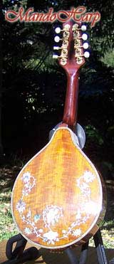 MandoHarp - 'Floral Blonde' A-Style Twin O-Hole Mandolin with Abalone and Mother of Pearl Inlay