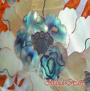 MandoHarp - 'Bird of Paradise' Hand-Carved F5-Style Mandolin with Abalone and Mother of Pearl Inlay