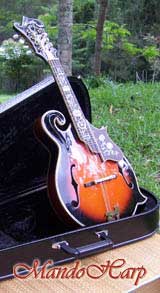 MandoHarp - 'Bird of Paradise' Hand-Carved F5-Style Mandolin with Abalone and Mother of Pearl Inlay