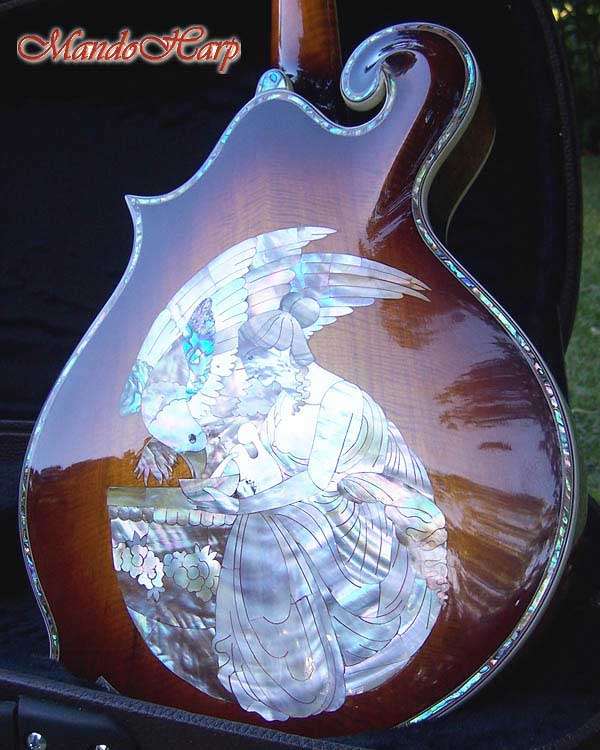 MandoHarp - 'Abalone Birds' Hand-Carved Inlaid F5-Style Mandolin