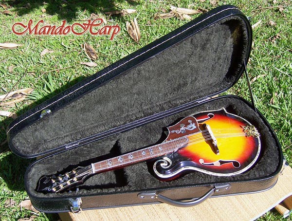 MandoHarp - Hand Made 'Abalone Dragon' F-5 Mandolin with Abalone and Mother of Pearl Inlay