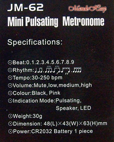 MandoHarp - Joyo JM-62 Clip-On Pulsating Digital LCD Metronome