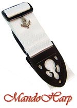 MandoHarp - J & H Instrument Strap - White with Anchor Insignia