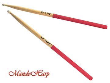 MandoHarp - 'GRIPS' Drumsticks from Kenny Payne - Maple 5AN - Latex Hand Grips, Nylon Tips